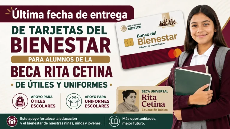 Última Fecha de Entrega de Tarjetas del Bienestar para la Beca Rita Cetina de Útiles y Uniformes